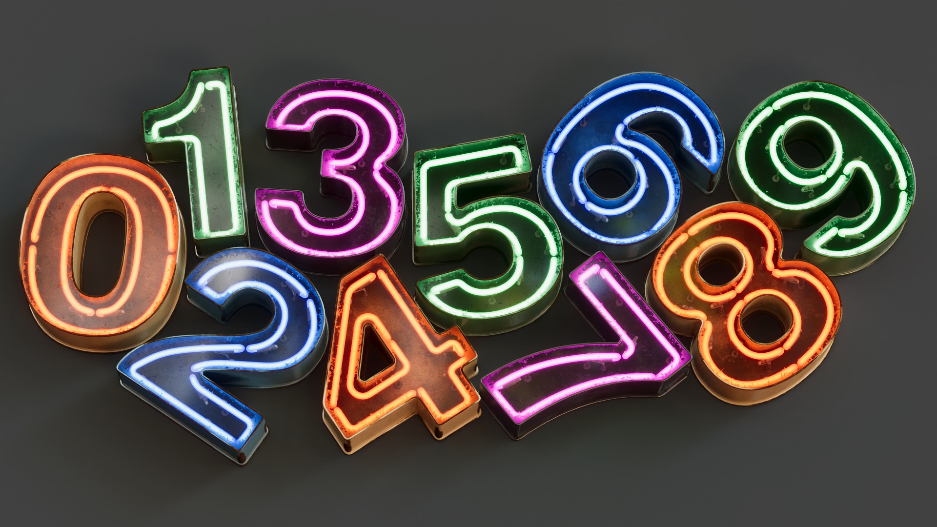 Vintage Metallic Neon Alphabet Pack 160 pcs 3D model_7