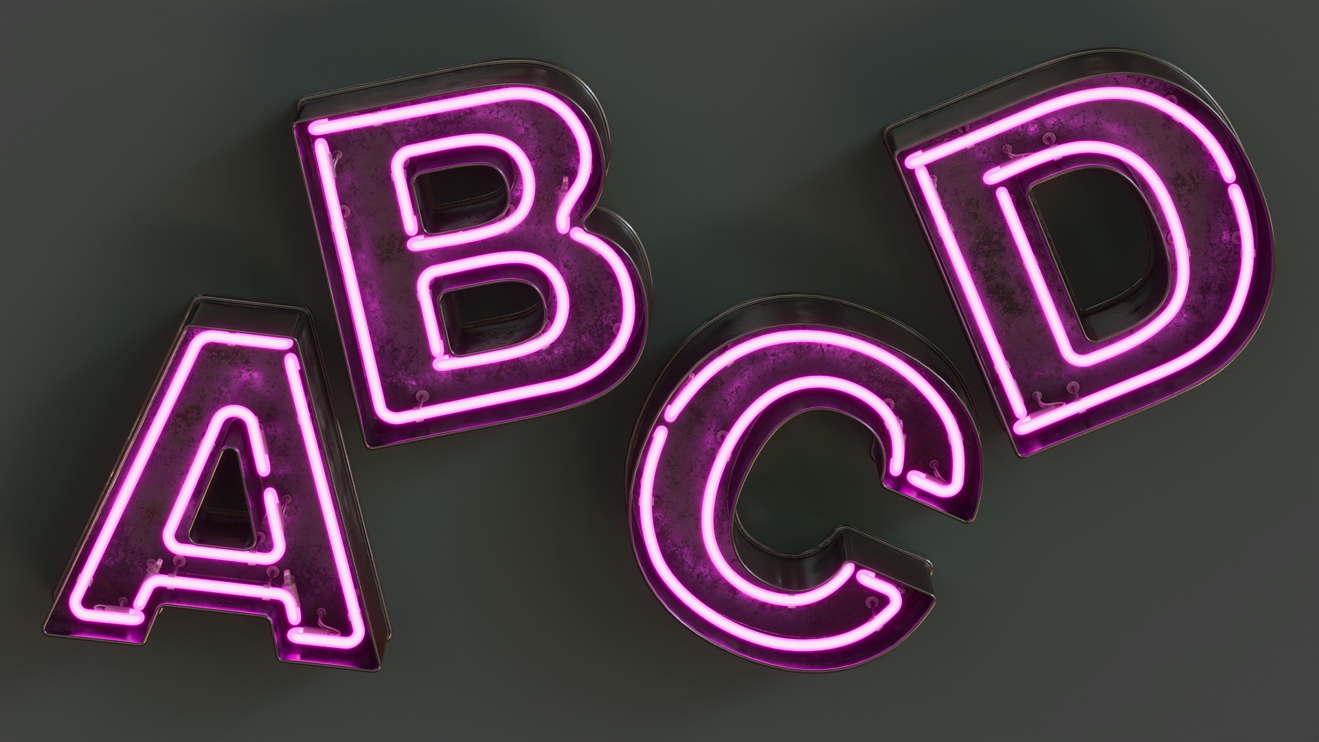 Vintage Metallic Neon Alphabet Pack 160 pcs 3D model_19