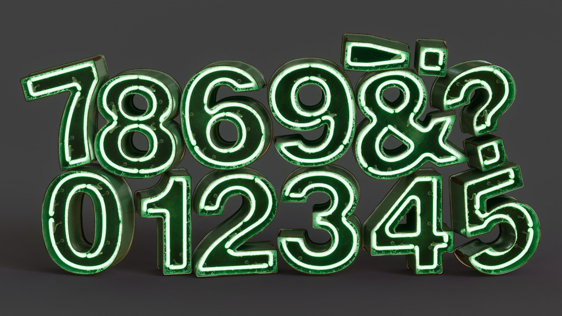 Vintage Metallic Neon Alphabet Pack 160 pcs 3D model_3