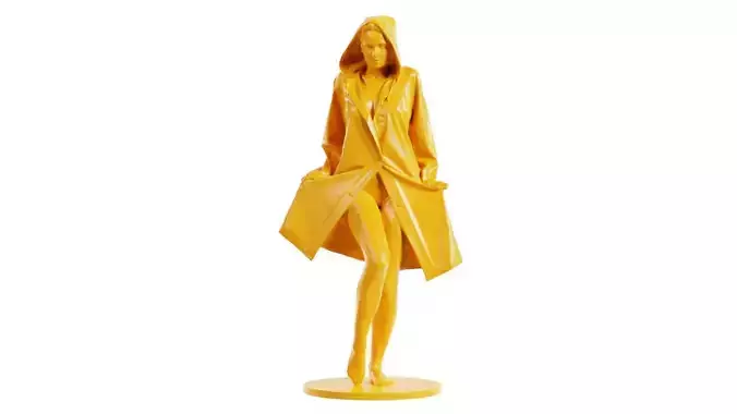 Woman Wearing Raincoat 08 3D print model