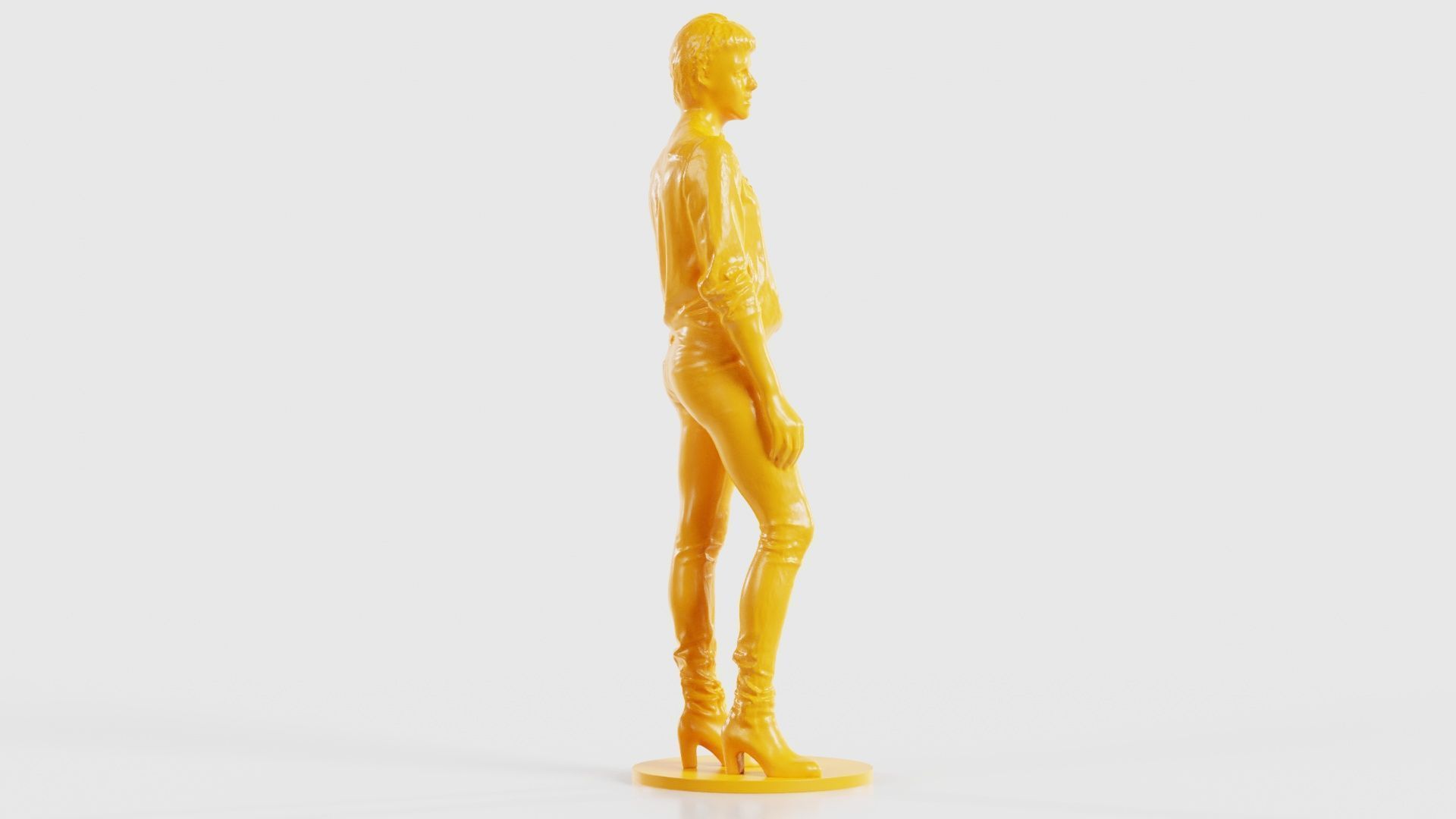 Woman Holding Braid in Jacket Jeans and Boots 3D print model_21