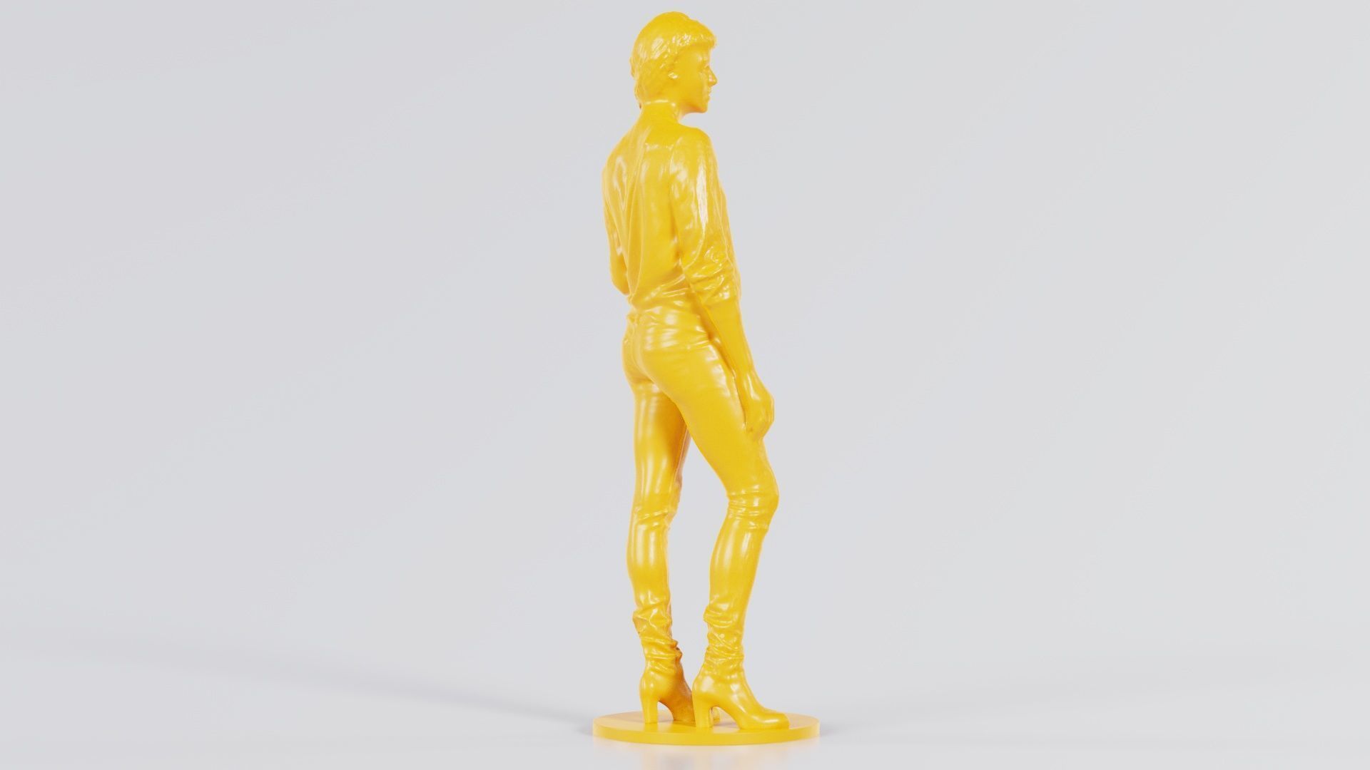 Woman Holding Braid in Jacket Jeans and Boots 3D print model_1