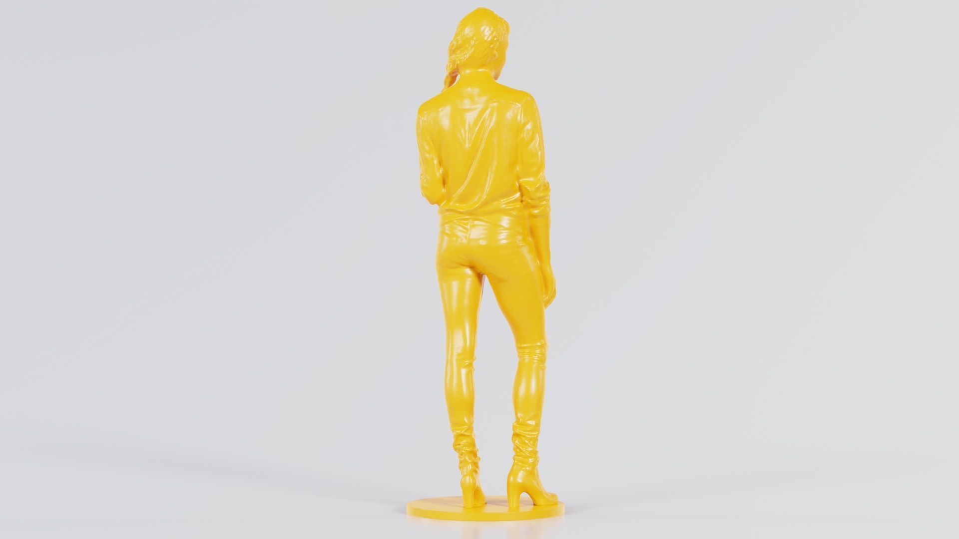 Woman Holding Braid in Jacket Jeans and Boots 3D print model_7