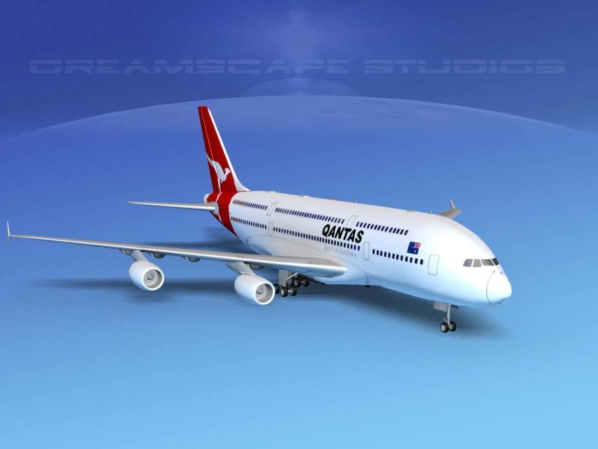 Airbus A380-800 Qantas  3D model_3