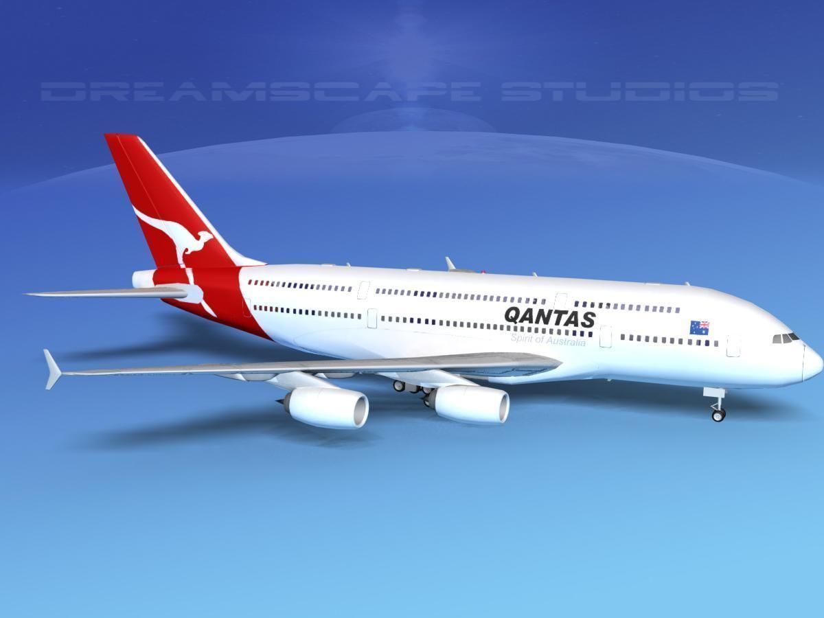 Airbus A380-800 Qantas  3D model_4
