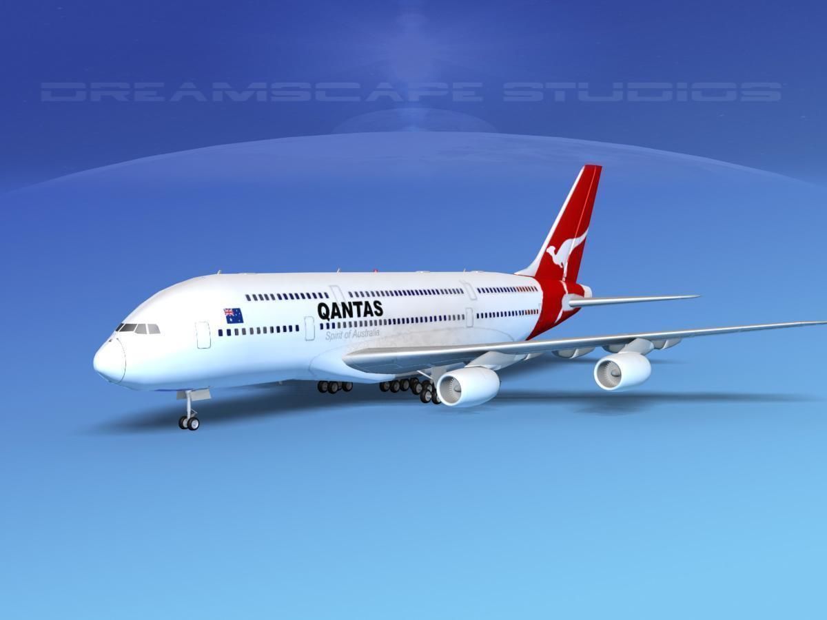 Airbus A380-800 Qantas  3D model_1