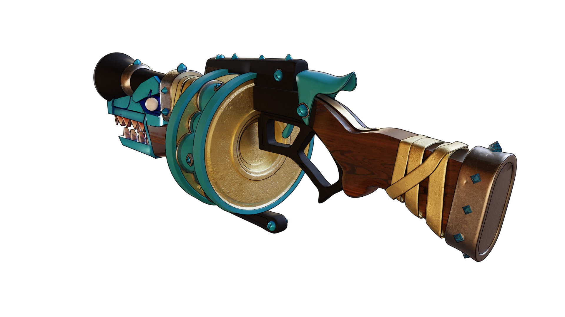 stylised shark rifle 3D model_2