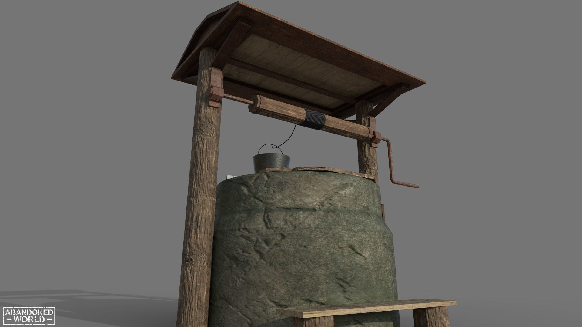 The Village Well Free low-poly 3D model_2