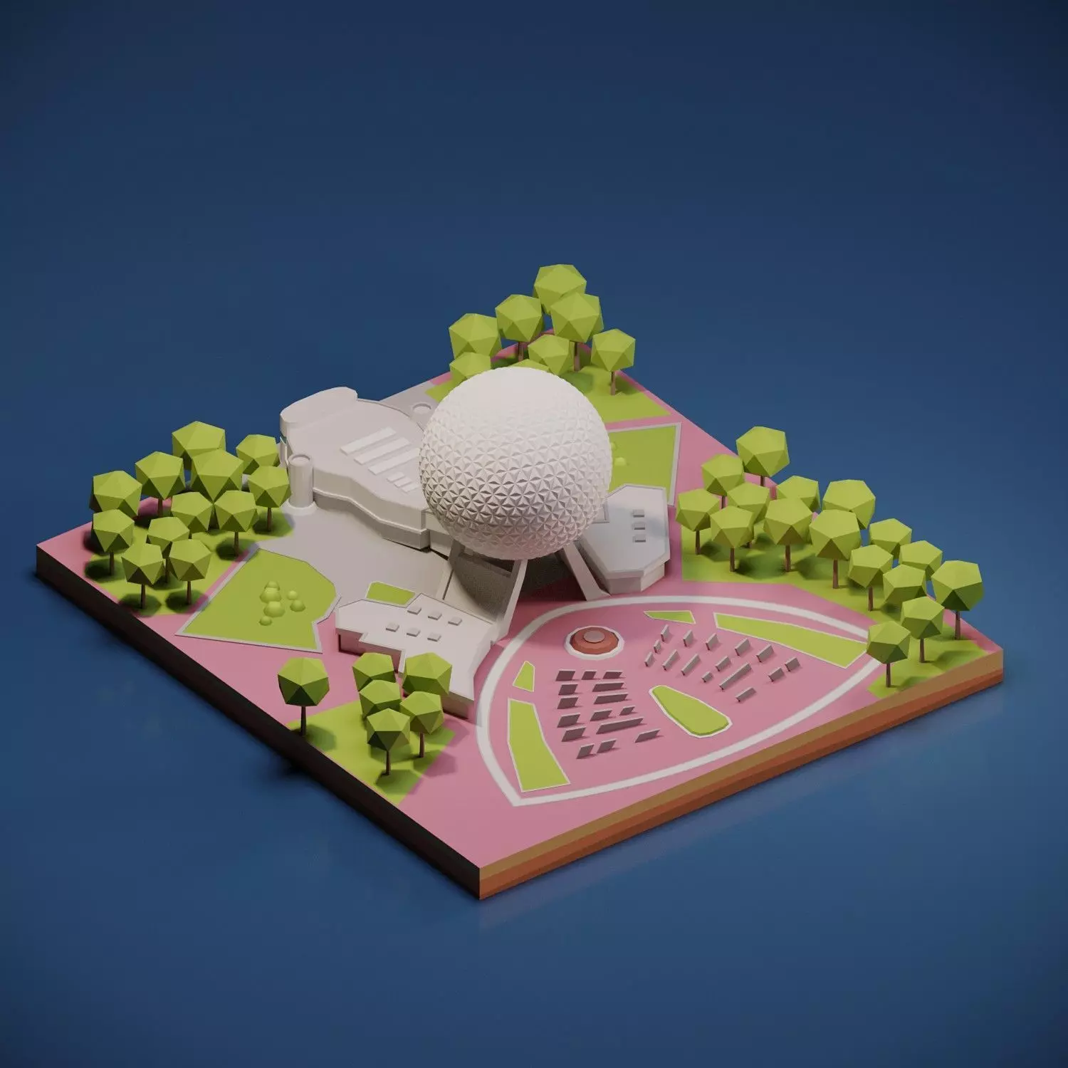 Epcot Low-poly 3D model_0