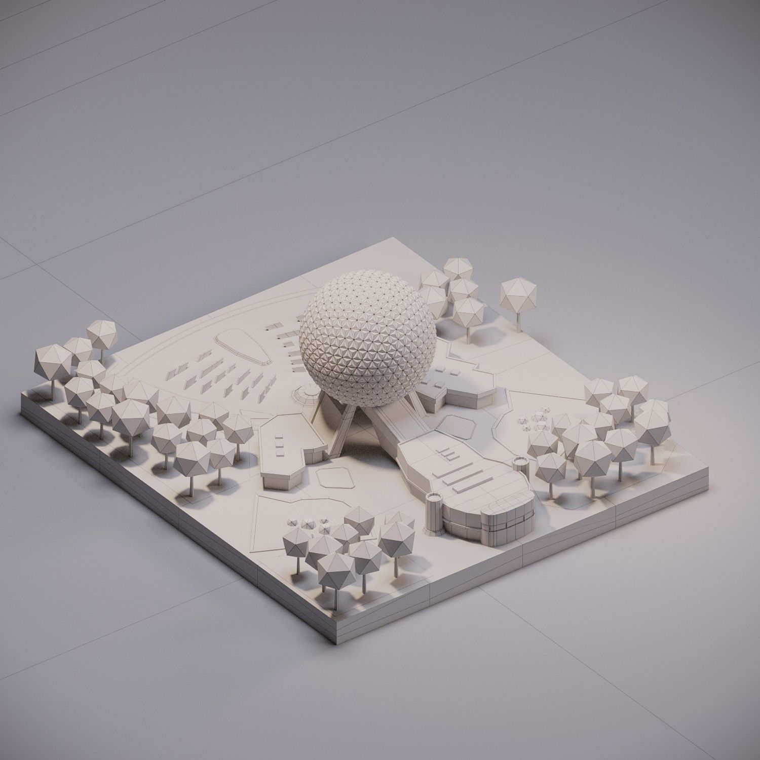 Epcot Low-poly 3D model_3