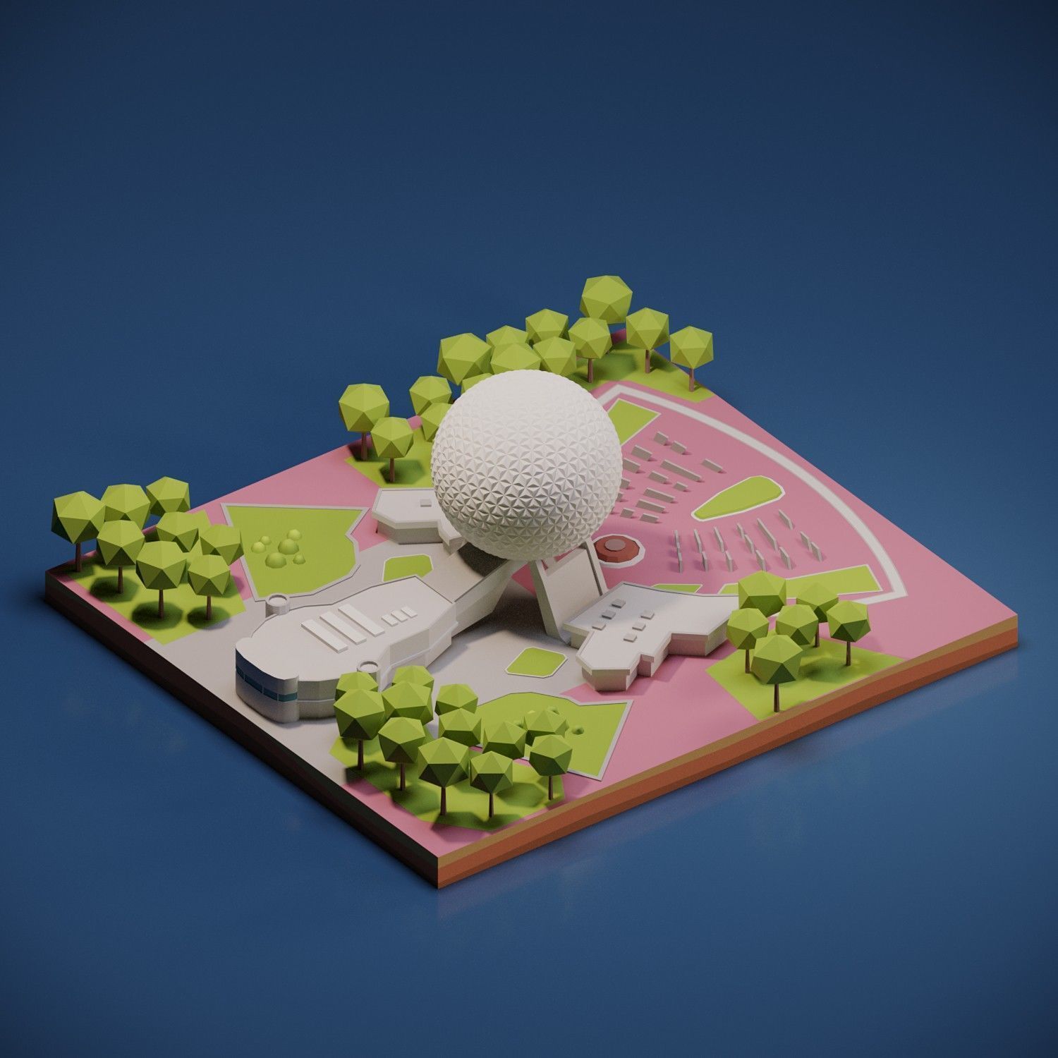 Epcot Low-poly 3D model_1