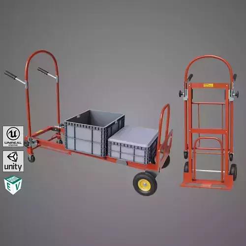 Convertible Hand Truck Red All PBR Unity UE Low-poly 3D model