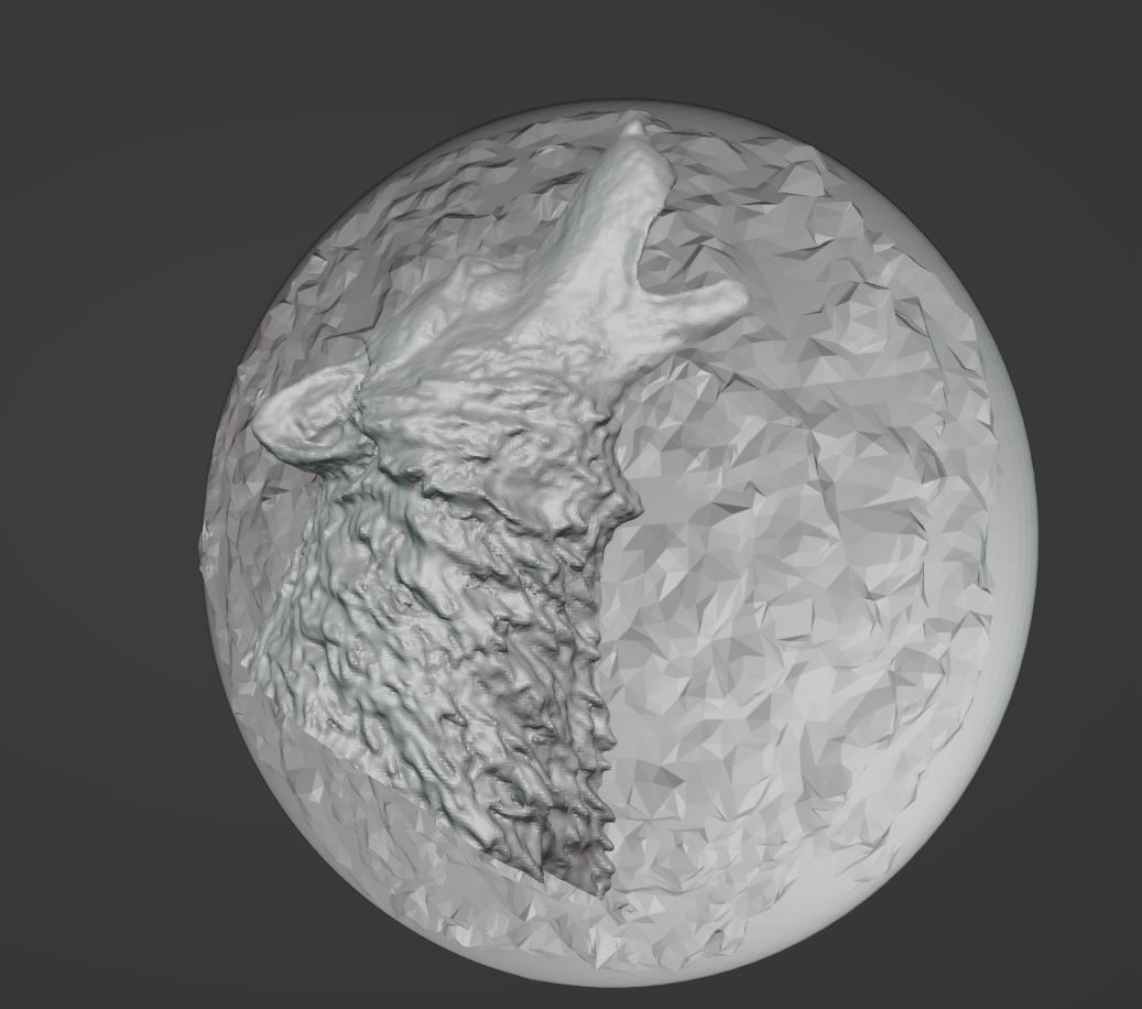 Howling Wolf Medallion 3D print model 3D print model_1