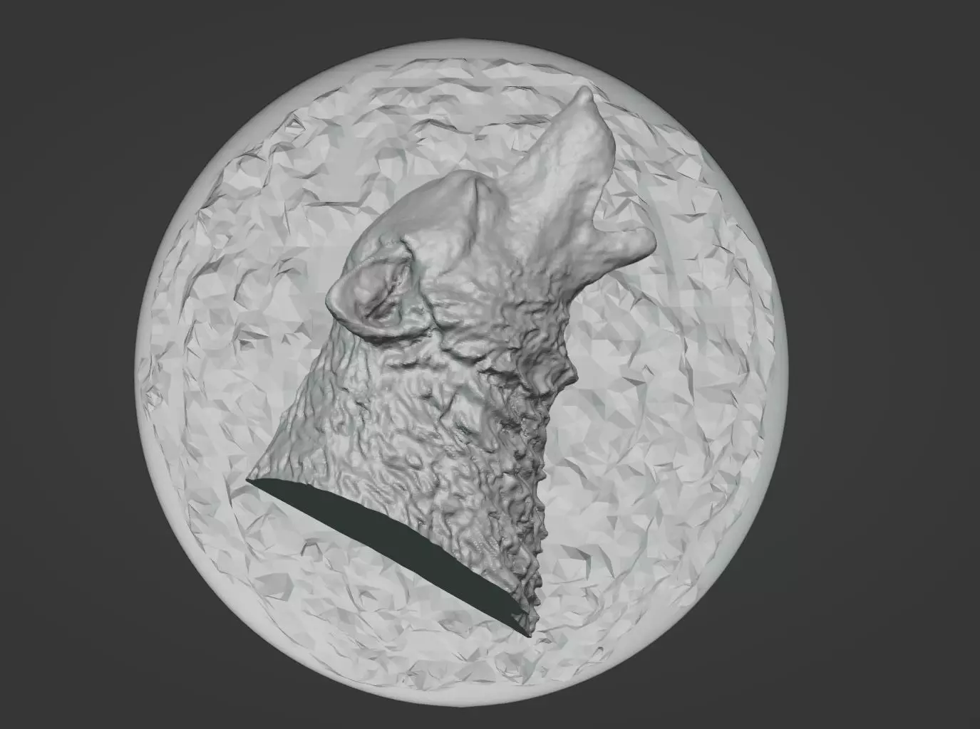 Howling Wolf Medallion 3D print model 3D print model_0