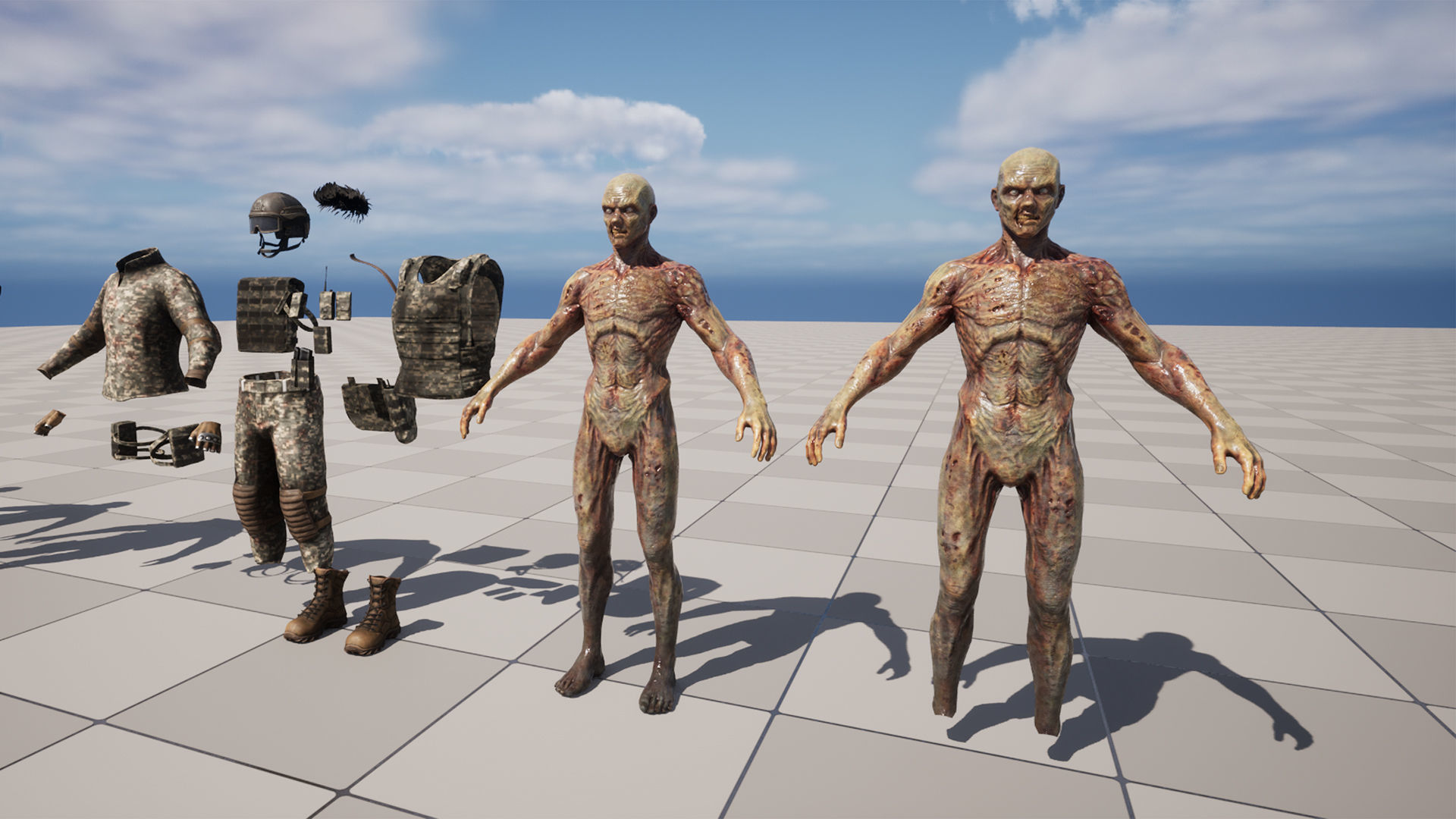 Military zombie Low-poly 3D model_15