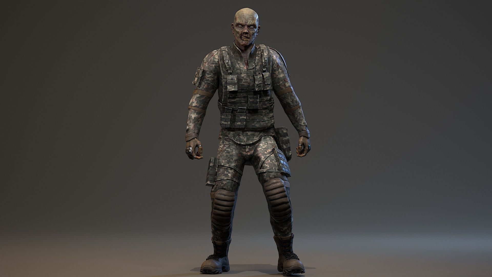 Military zombie Low-poly 3D model_3
