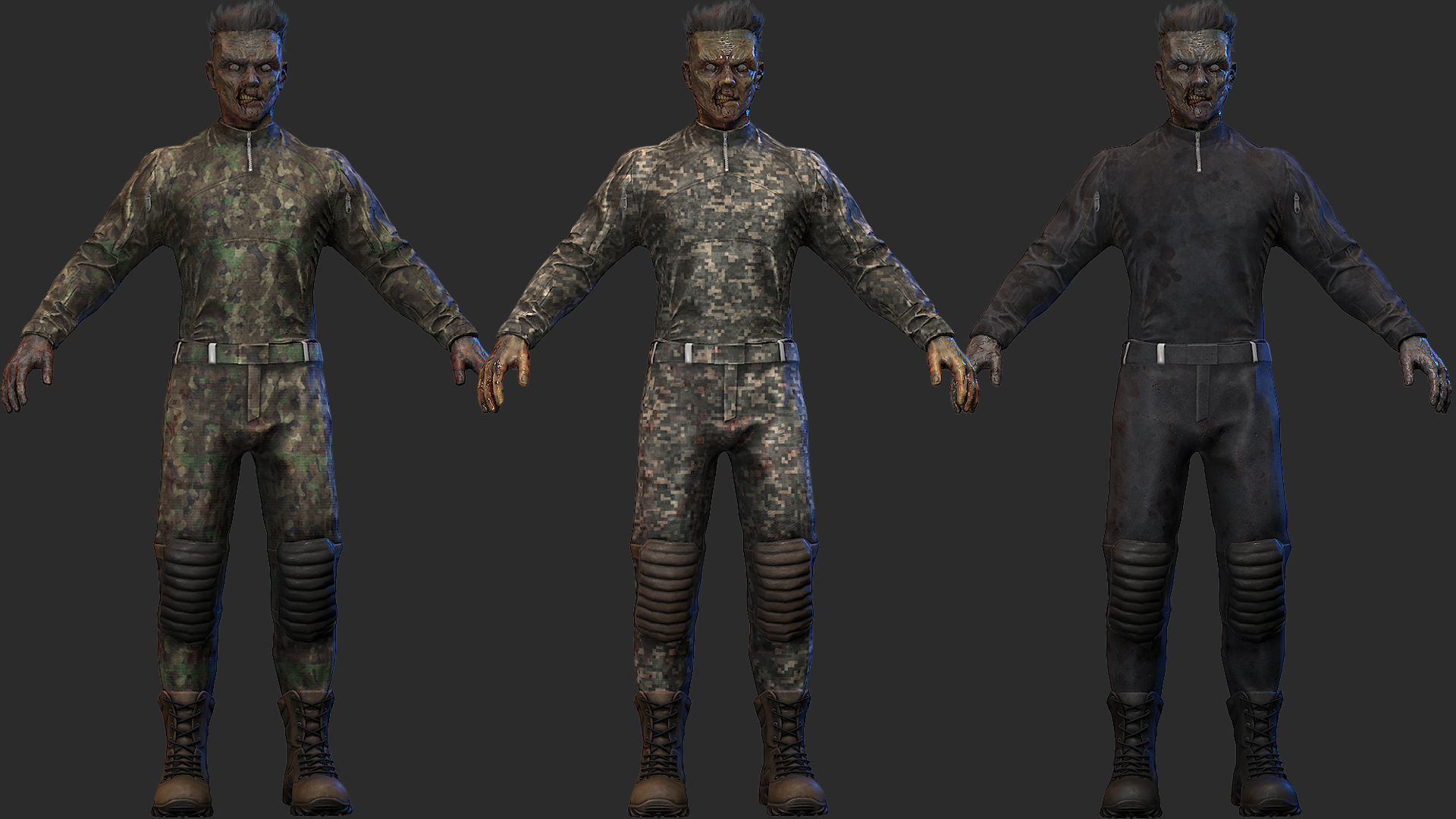 Military zombie Low-poly 3D model_10