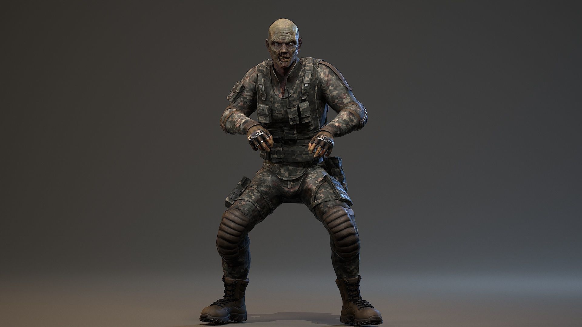 Military zombie Low-poly 3D model_8