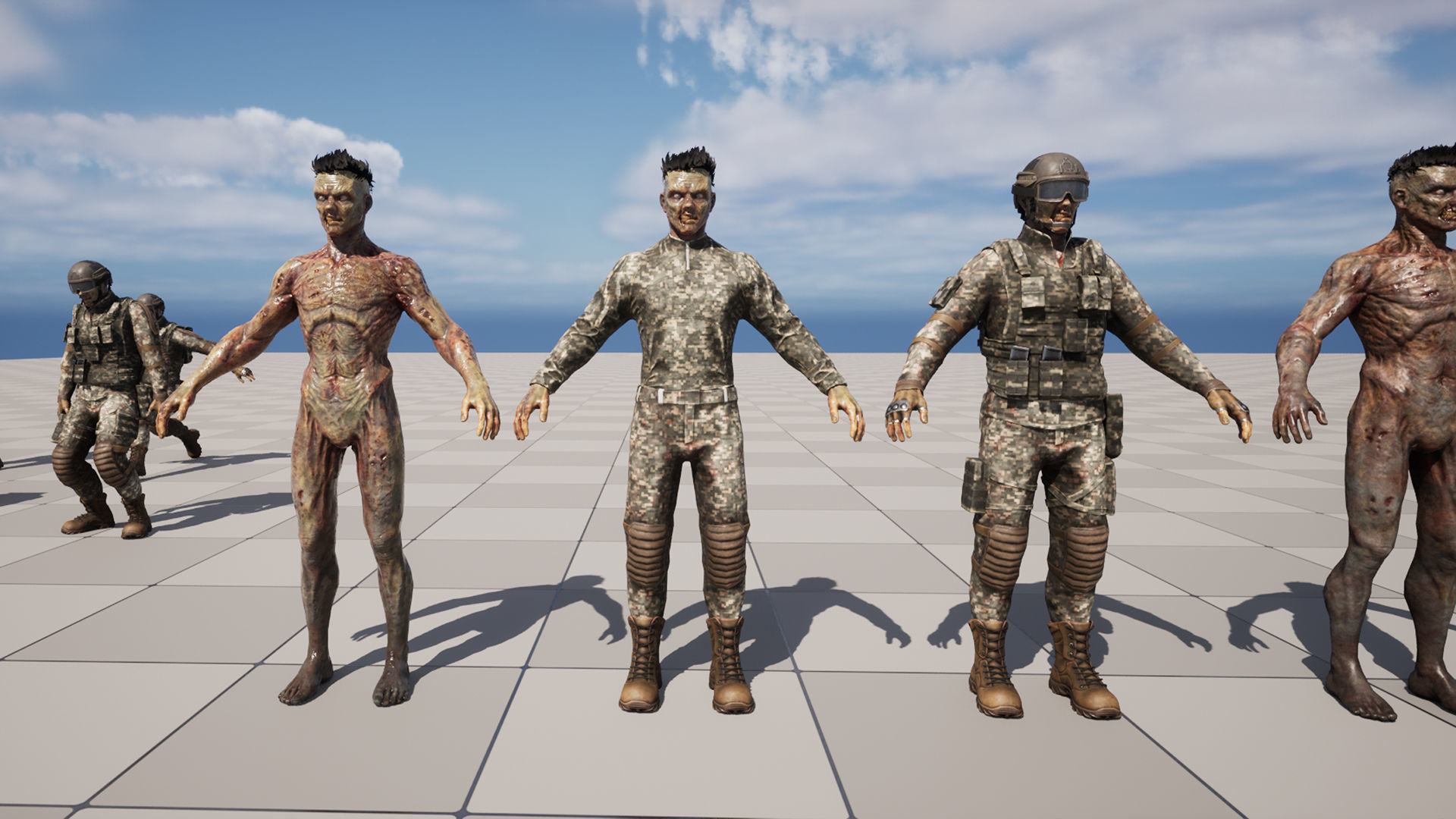 Military zombie Low-poly 3D model_13