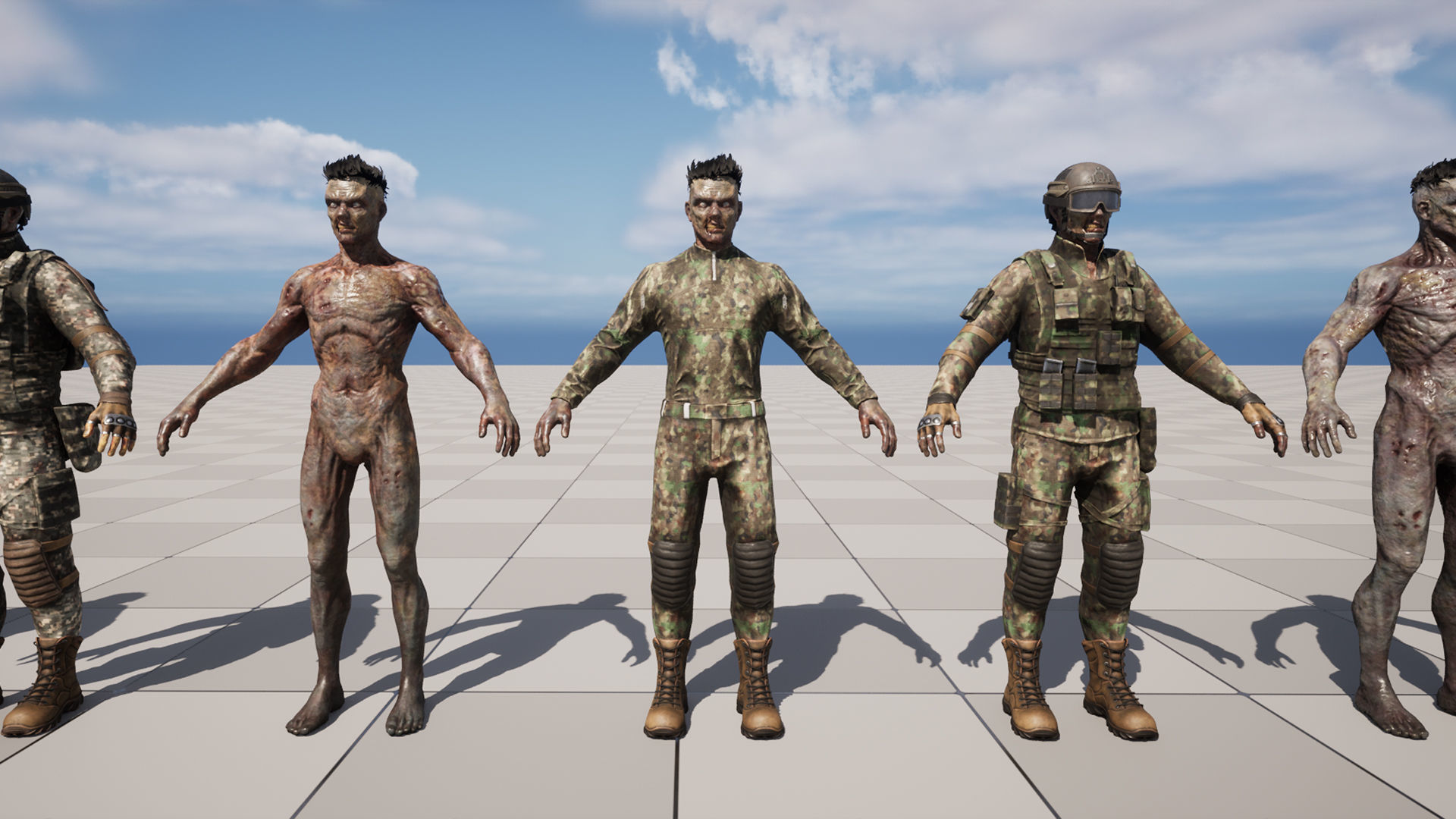 Military zombie Low-poly 3D model_12