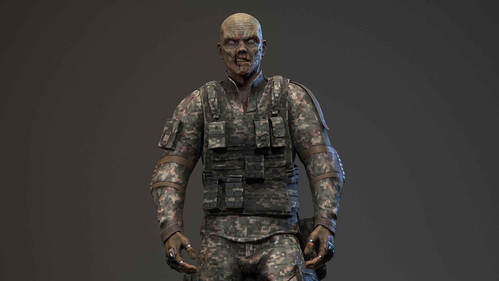 Military zombie Low-poly 3D model_4