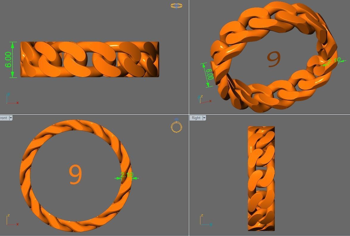 Cuban Chain Ring Wide 6mm 3D print model_16