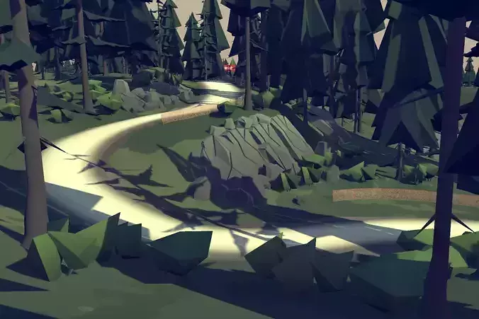 Cartoon Rally Track Finland Low-poly 3D model