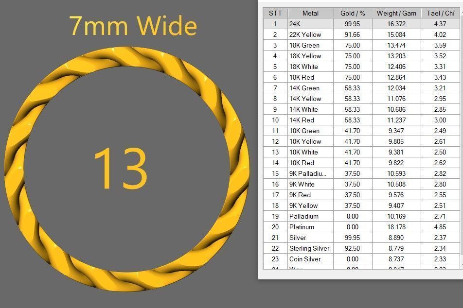 Cuban Chain Ring Wide 7mm 3D print model_18