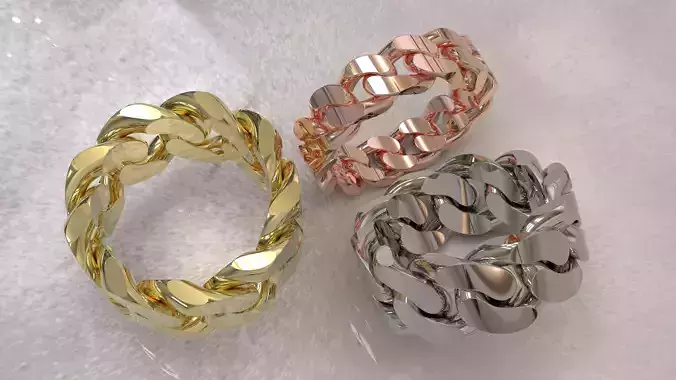 Cuban Chain Ring Wide 7mm 3D print model