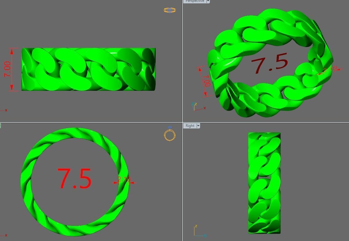 Cuban Chain Ring Wide 7mm 3D print model_16