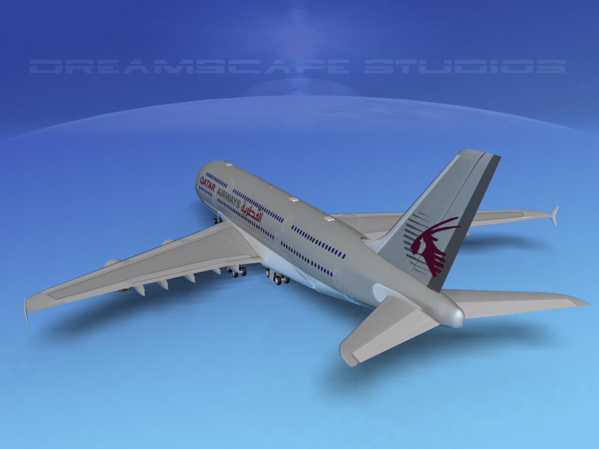Airbus A380-800 Qatar 3D model_8