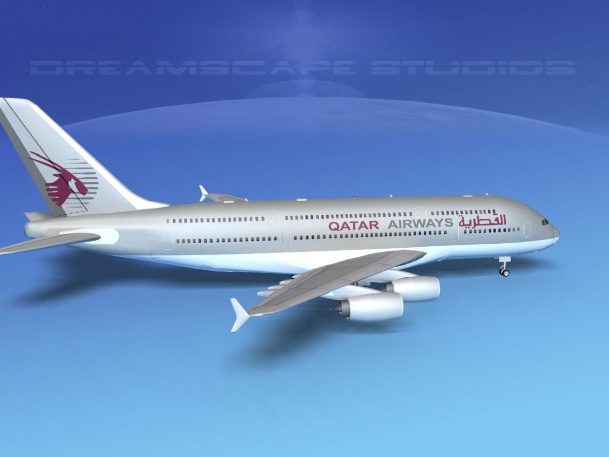 Airbus A380-800 Qatar 3D model_5