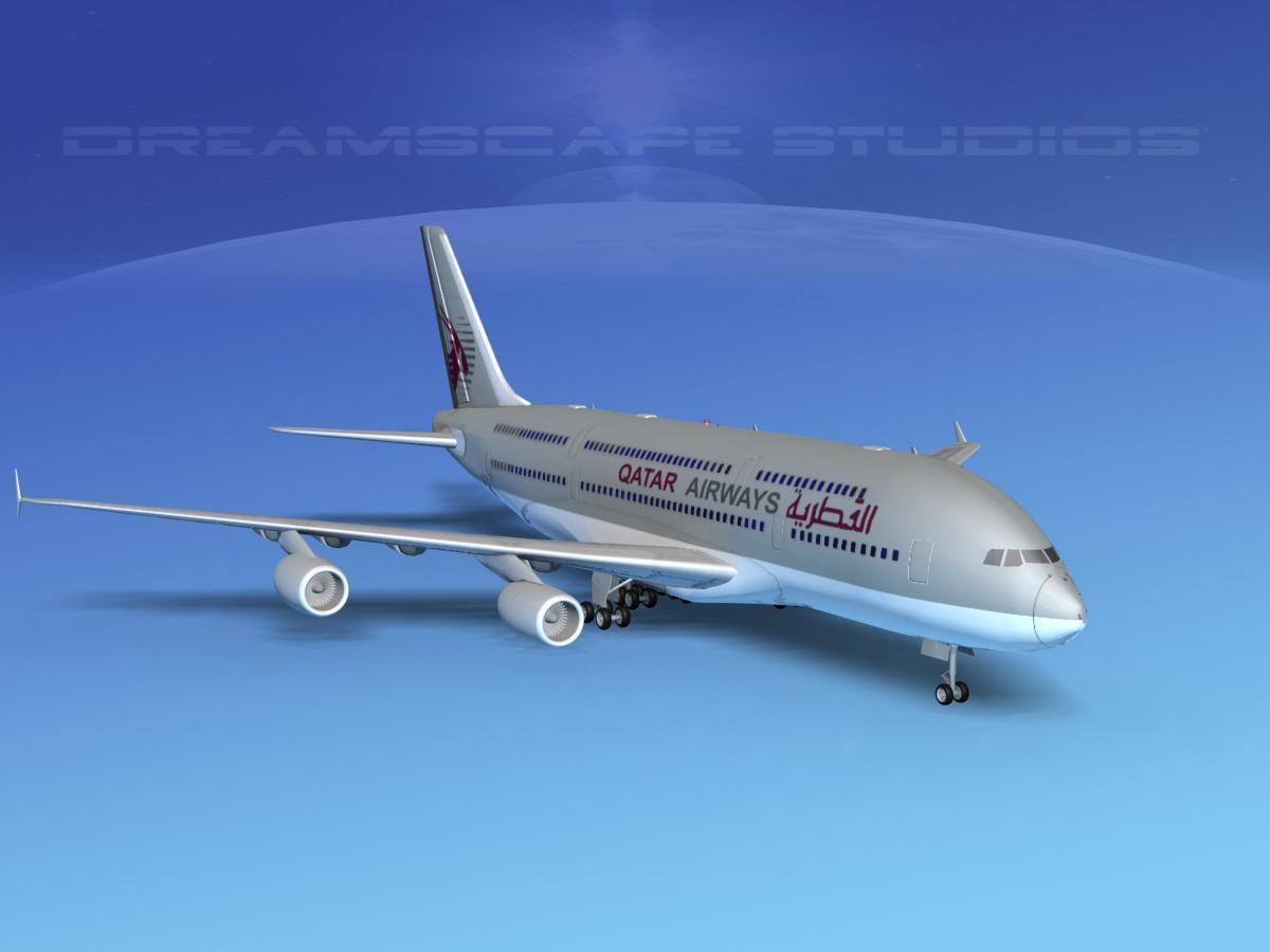 Airbus A380-800 Qatar 3D model_3