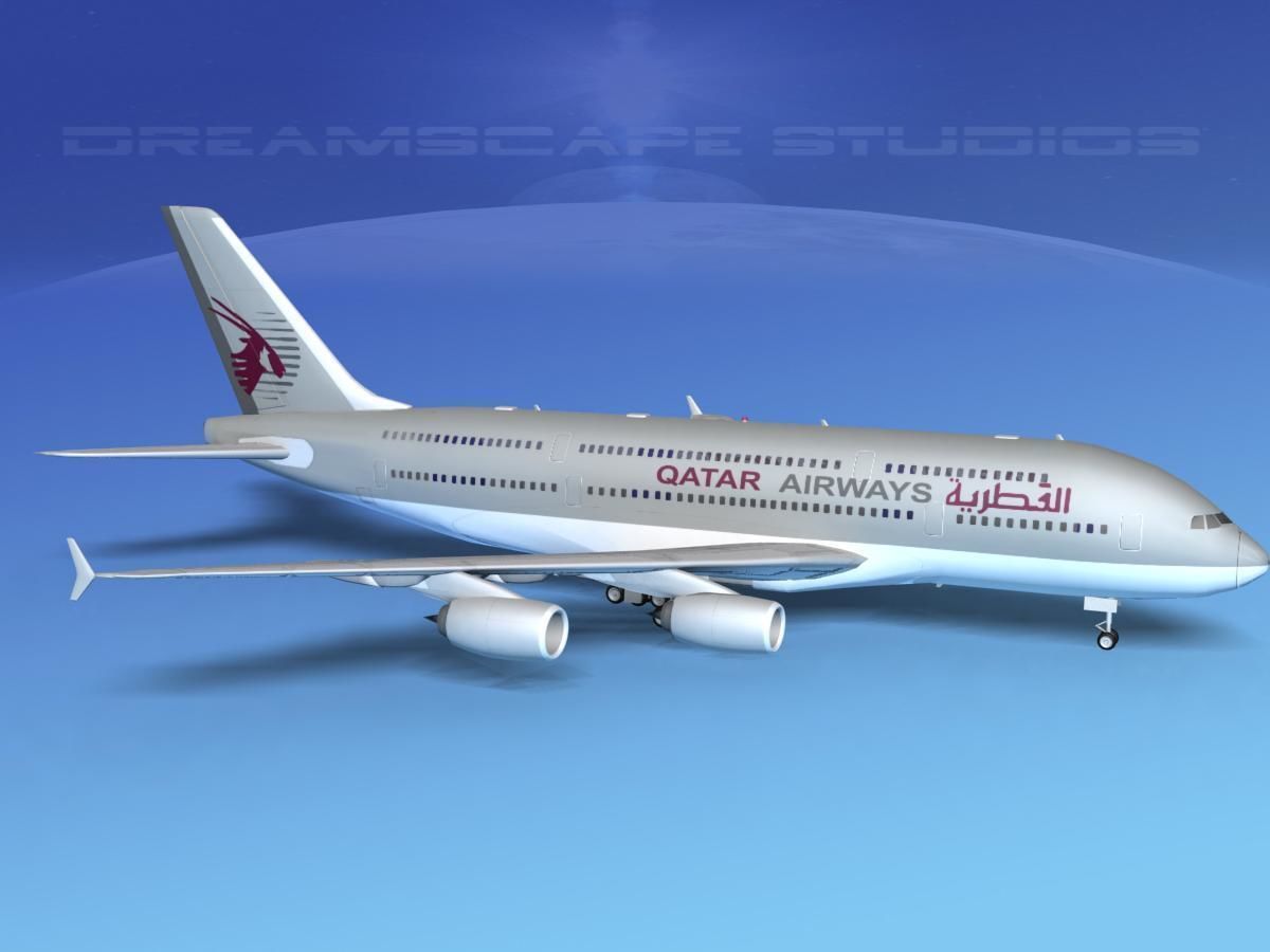 Airbus A380-800 Qatar 3D model_4