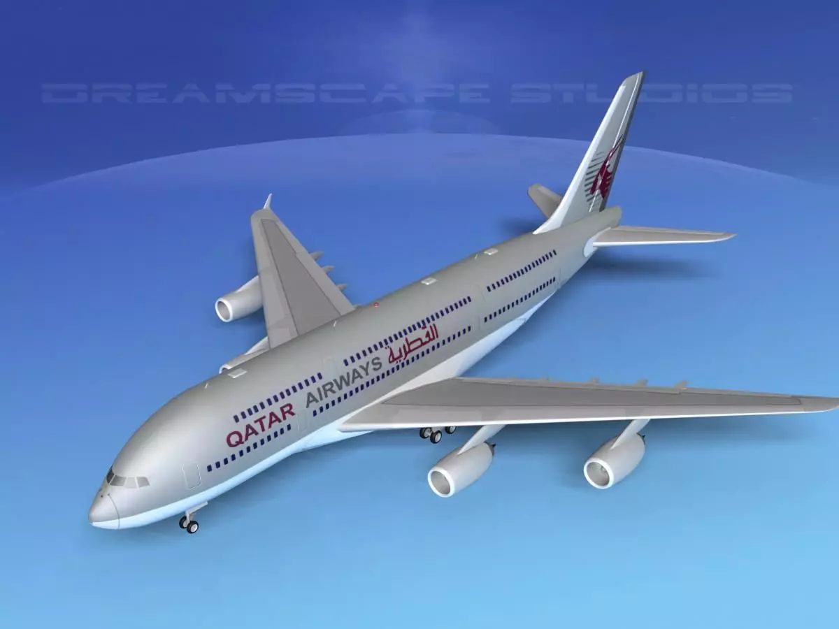 Airbus A380-800 Qatar 3D model_0