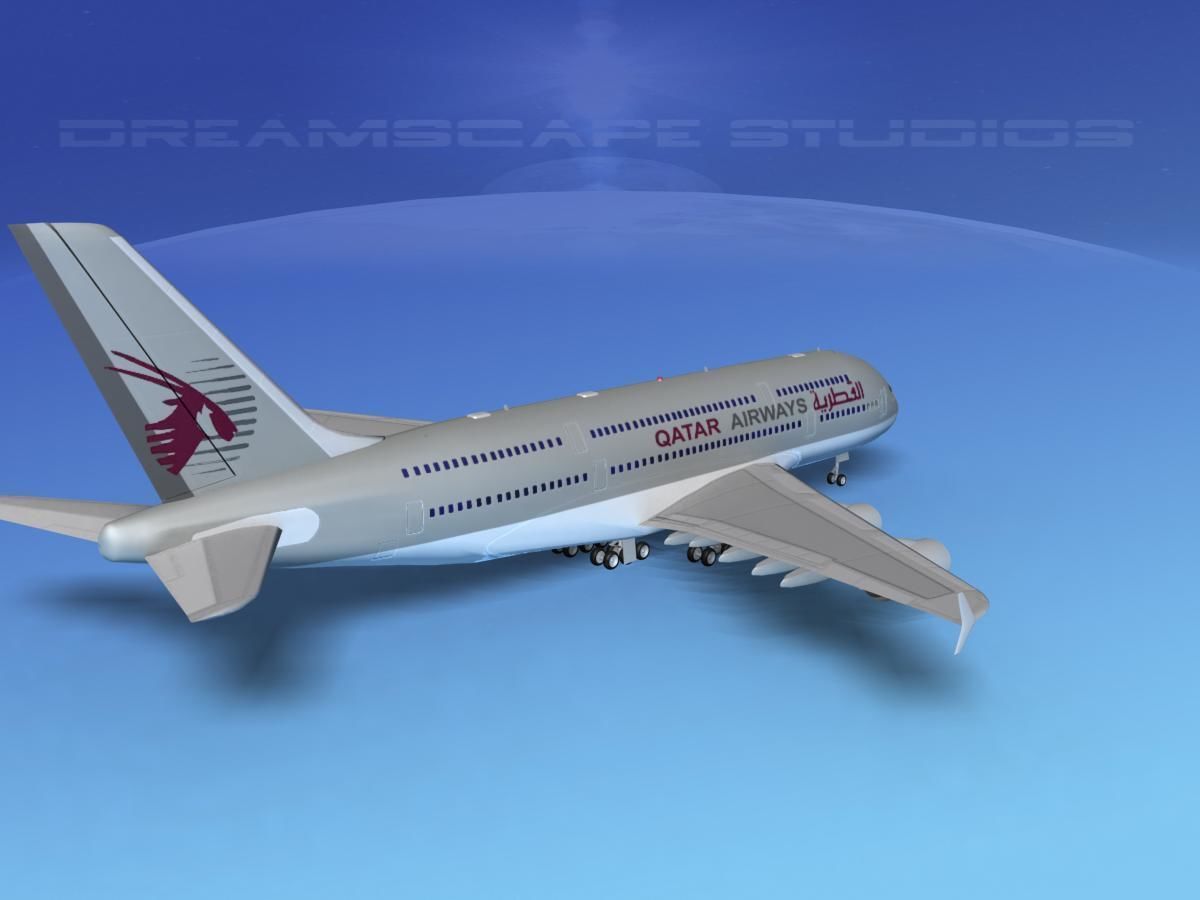 Airbus A380-800 Qatar 3D model_6