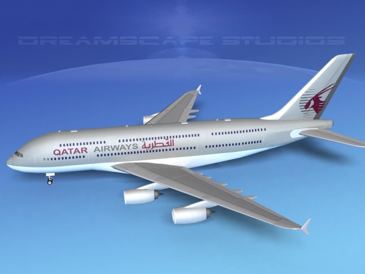 Airbus A380-800 Qatar 3D model_10