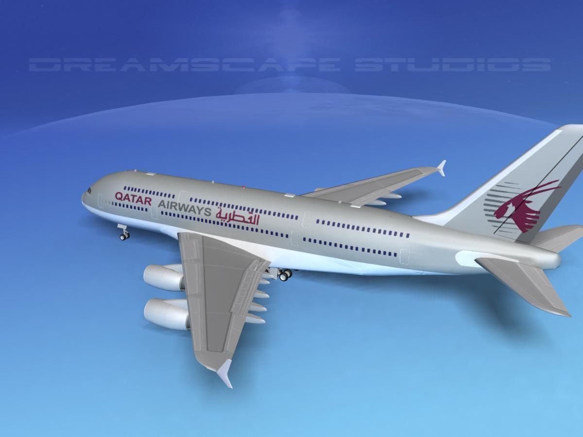 Airbus A380-800 Qatar 3D model_9