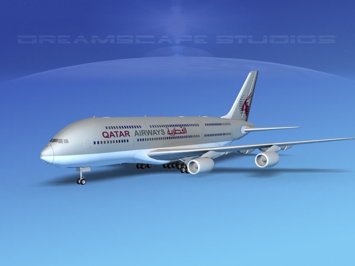 Airbus A380-800 Qatar 3D model_1