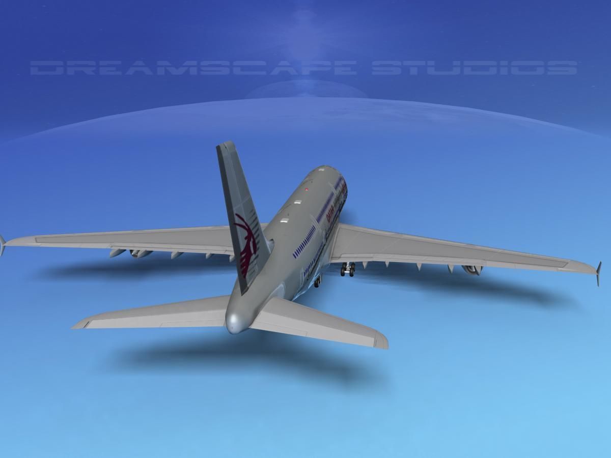 Airbus A380-800 Qatar 3D model_7