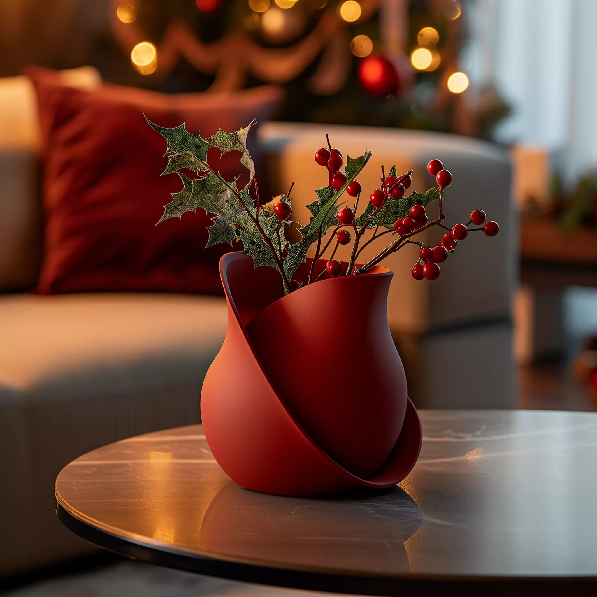 Christmas Ribbon Vase for Festive Decor 3D print model_0
