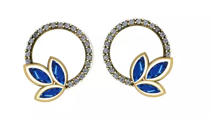 LEAF FLOWER STYLE EARRING 3D PRINTABLE MODEL