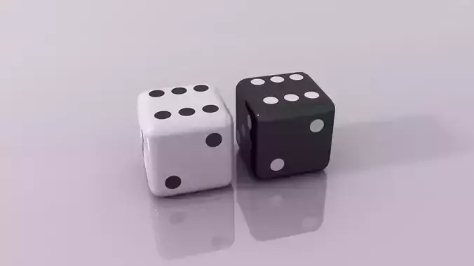 Low-poly White and Black Dice Set