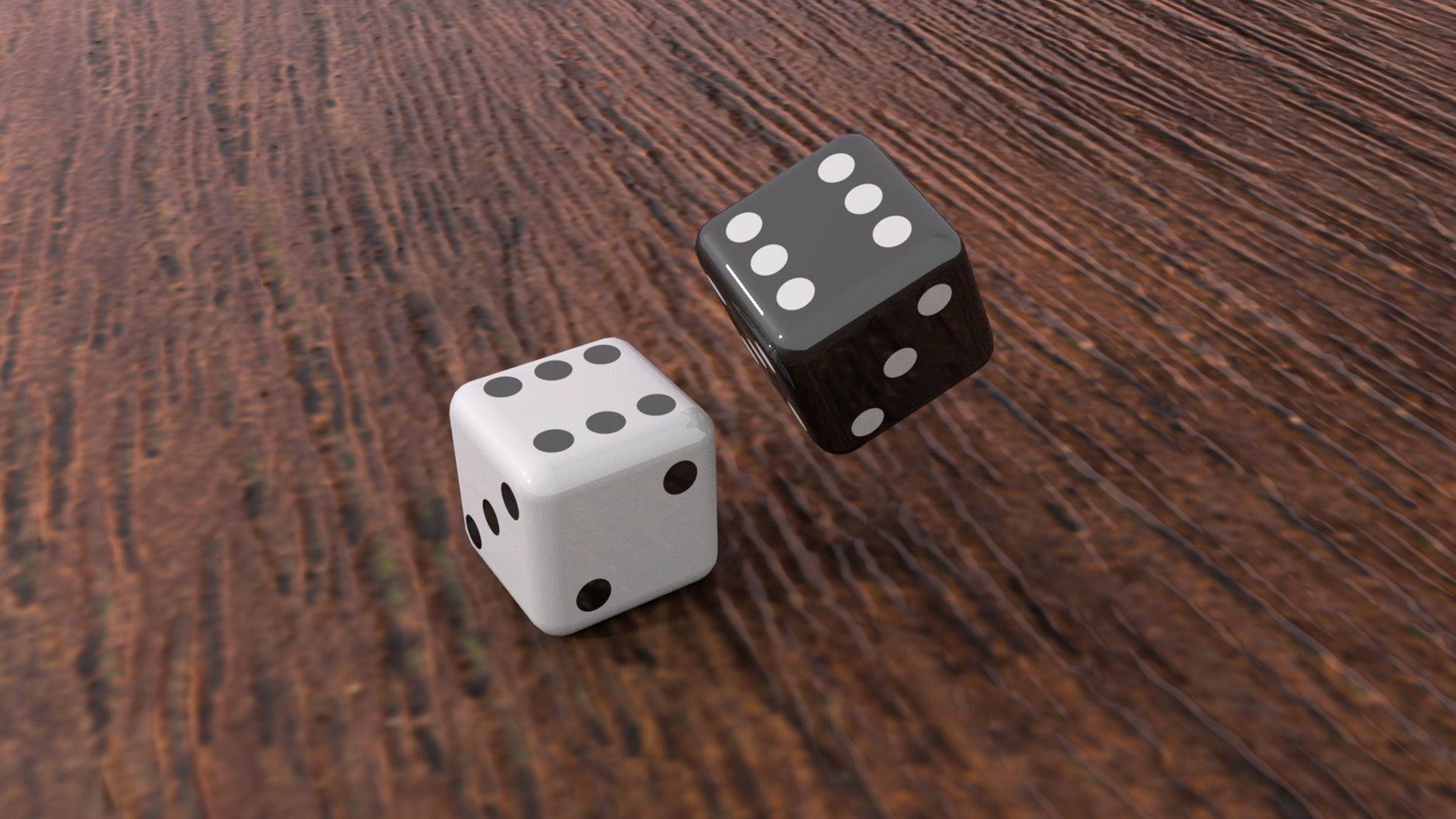 Low-poly White and Black Dice Set Low-poly 3D model_3