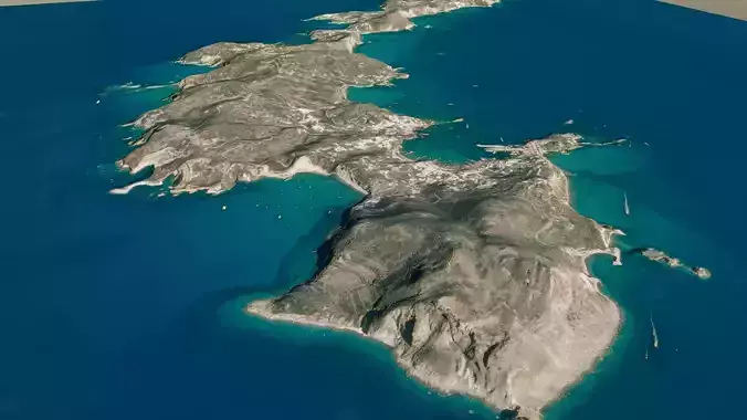 Ponza island 3d model terrain Low-poly 3D model