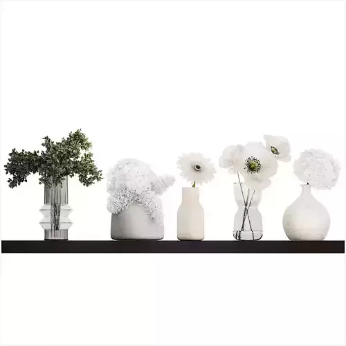 Collection Of Small Bouquets Of White Flowers 475 3D model