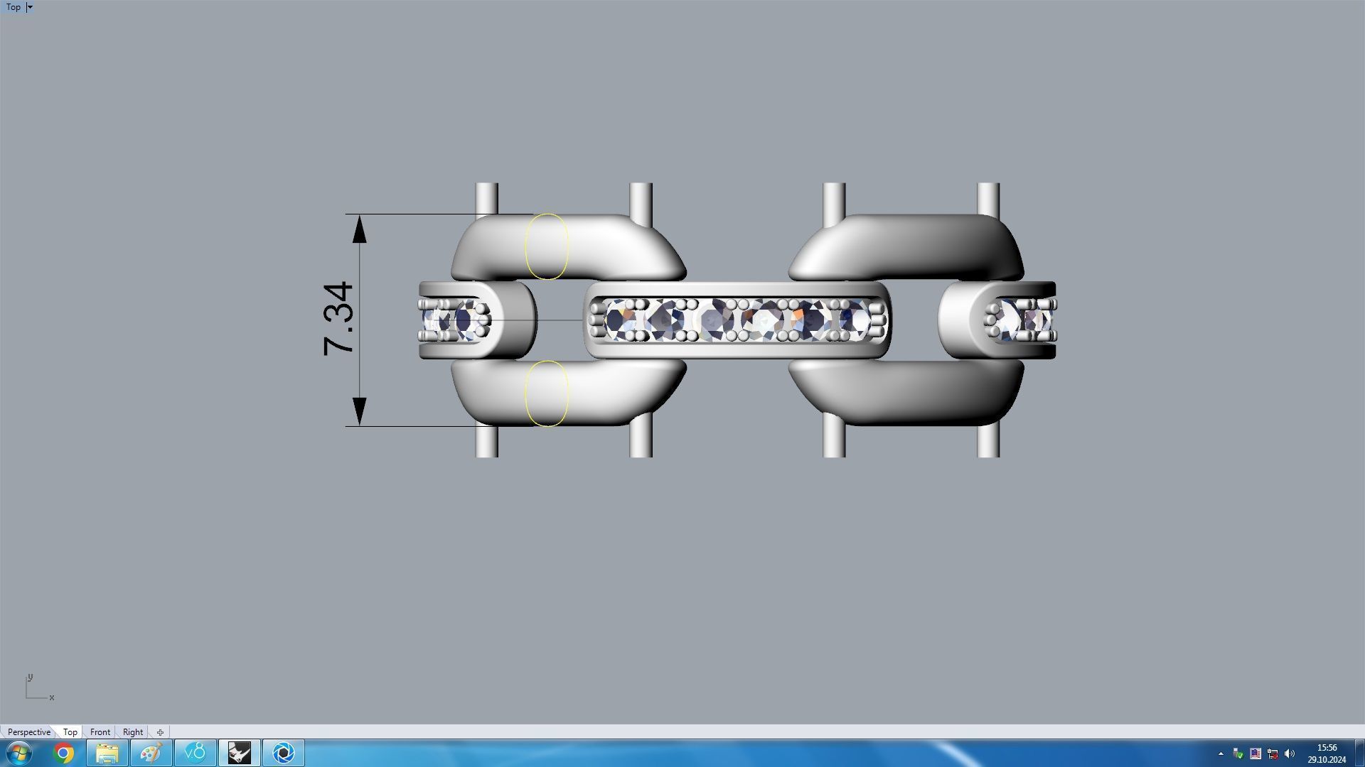 Paved Diamond Chunky Chain Ring 3D print model_8