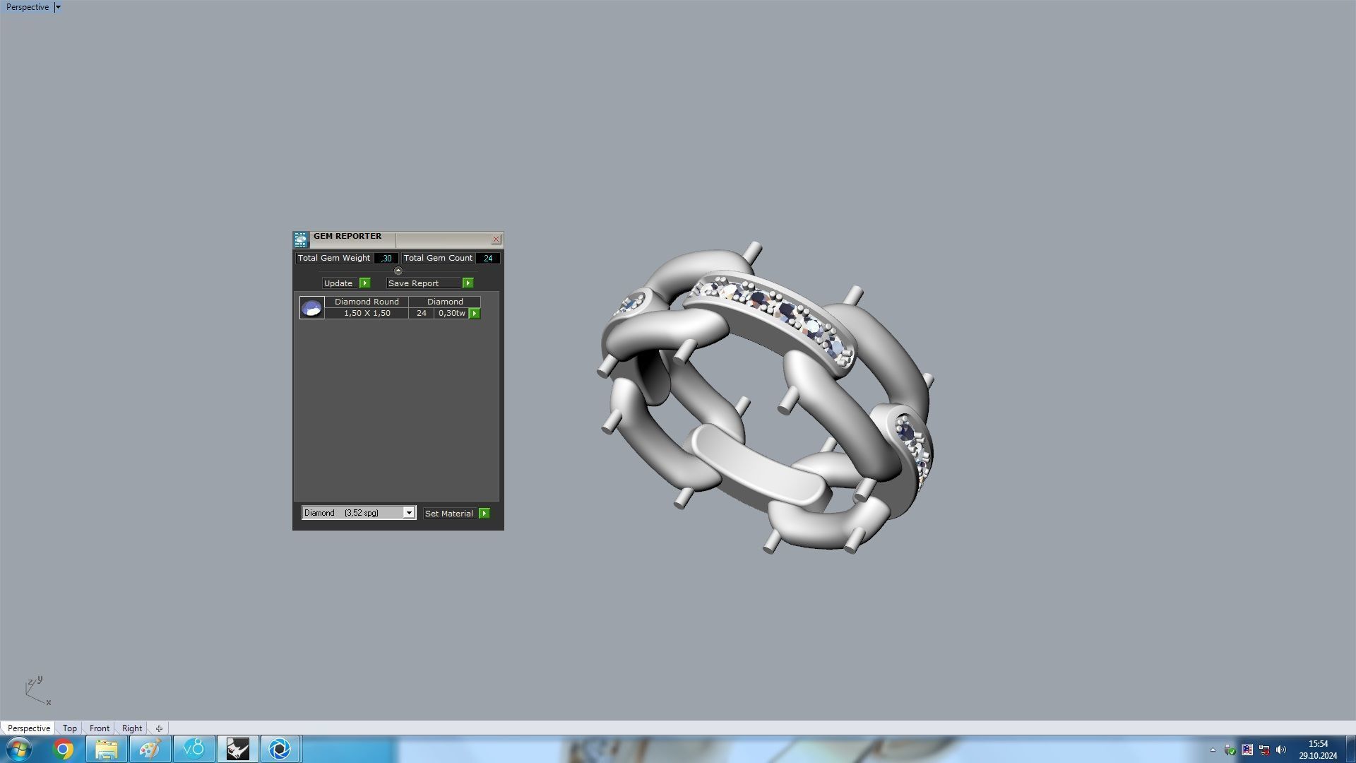 Paved Diamond Chunky Chain Ring 3D print model_11