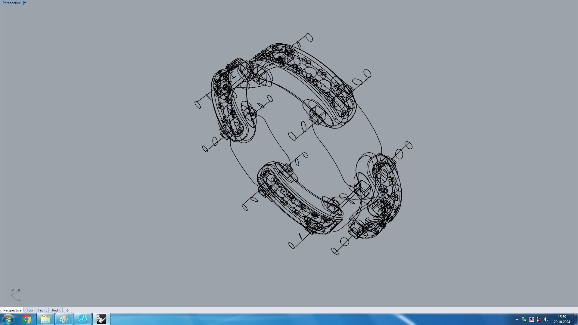 Paved Diamond Chunky Chain Ring 3D print model_10