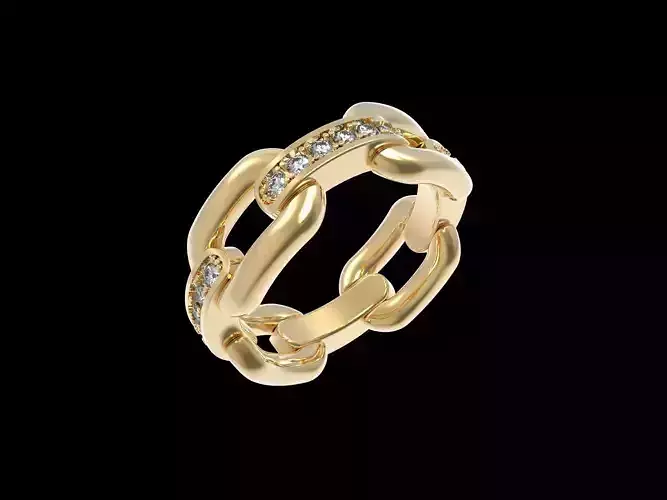 Paved Diamond Chunky Chain Ring